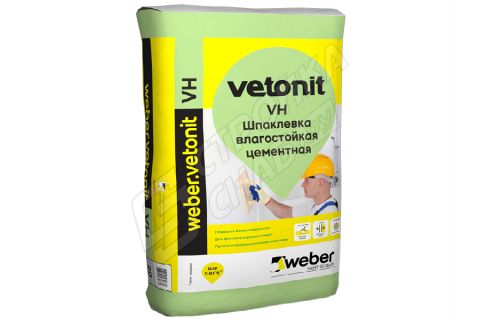 Шпатлевка финишная цементная Weber.Vetonit VH влагостойкая белая 20 кг Шпатлевка финишная цементная Weber.Vetonit VH влагостойкая белая 20 кг