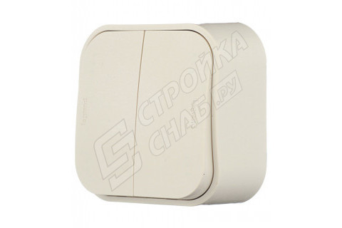 Выключатель Legrand Quteo 782232 двухклавишный открытая установка слоновая кость Выключатель Legrand Quteo 782232 двухклавишный открытая установка слоновая кость