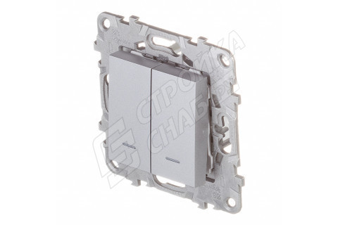 Выключатель Schneider Electric Unica NEW NU521130N двухклавишный скрытая установка алюминий с подсветкой Выключатель Schneider Electric Unica NEW NU521130N двухклавишный скрытая установка алюминий с подсветкой