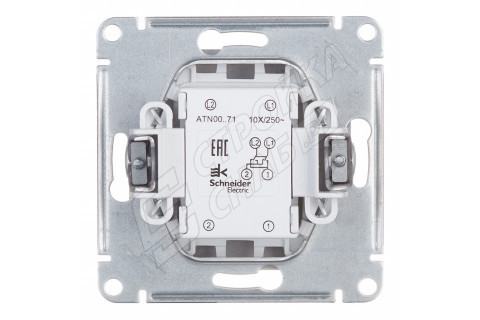 Переключатель Schneider Electric Atlas Design ATN000371 одноклавишный перекрестный скрытая установка алюминий Переключатель Schneider Electric Atlas Design ATN000371 одноклавишный перекрестный скрытая установка алюминий