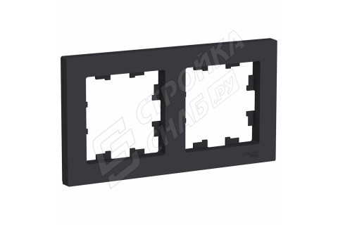 Рамка Schneider Electric Atlas Design ATN001002 двухместная универсальная карбон Рамка Schneider Electric Atlas Design ATN001002 двухместная универсальная карбон