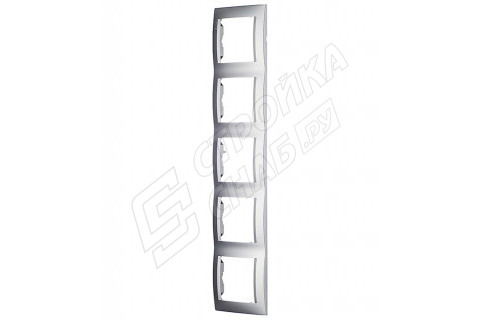 Рамка Simon 15 1500650-033 пятиместная универсальная алюминий Рамка Simon 15 1500650-033 пятиместная универсальная алюминий