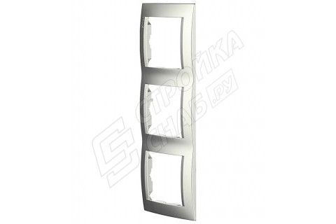 Рамка Simon 15 1500630-033 трехместная универсальная алюминий Рамка Simon 15 1500630-033 трехместная универсальная алюминий