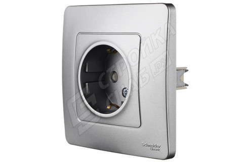 Розетка с рамкой Schneider Electric Blanca BLNRS001113 скрытая установка алюминий с заземлением со шторками Розетка с рамкой Schneider Electric Blanca BLNRS001113 скрытая установка алюминий с заземлением со шторками