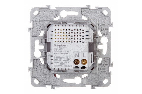 Розетка USB Schneider Electric Unica NEW NU541818 скрытая установка белая два модуля для зарядки 2100 мА Розетка USB Schneider Electric Unica NEW NU541818 скрытая установка белая два модуля для зарядки 2100 мА