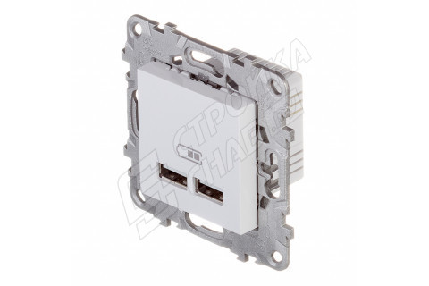 Розетка USB Schneider Electric Unica NEW NU541818 скрытая установка белая два модуля для зарядки 2100 мА Розетка USB Schneider Electric Unica NEW NU541818 скрытая установка белая два модуля для зарядки 2100 мА