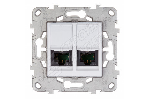 Розетка компьютерная Schneider Electric Unica NEW NU542018 скрытая установка белая модули RJ45 cat 5 и RJ45 cat 5е UTP Розетка компьютерная Schneider Electric Unica NEW NU542018 скрытая установка белая модули RJ45 cat 5 и RJ45 cat 5е UTP