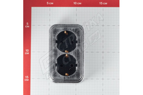 Розетка Lavelly Antico двойная RA16-238-S открытая установка серебро с заземлением Розетка Lavelly Antico двойная RA16-238-S открытая установка серебро с заземлением