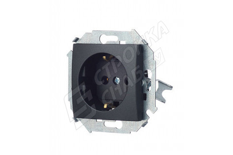 Розетка Simon 15 1591432-038 скрытая установка графит с заземлением Розетка Simon 15 1591432-038 скрытая установка графит с заземлением