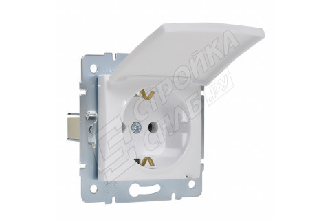 Розетка Lezard KARINA 707-0288-123B скрытая установка белая с заземлением с крышкой Розетка Lezard KARINA 707-0288-123B скрытая установка белая с заземлением с крышкой