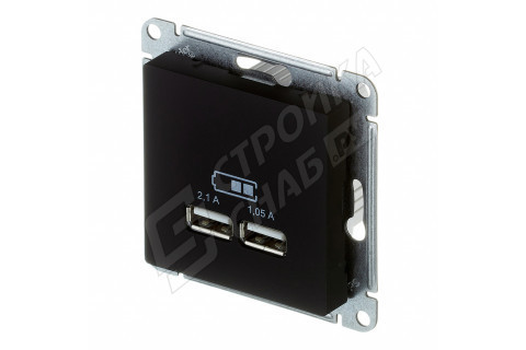 Розетка USB Schneider Electric Atlas Design ATN001033 скрытая установка карбон два модуля USB Розетка USB Schneider Electric Atlas Design ATN001033 скрытая установка карбон два модуля USB