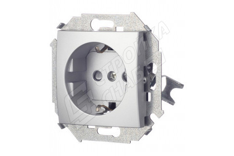 Розетка Simon 15 1591443-033 скрытая установка алюминий с заземлением со шторками Розетка Simon 15 1591443-033 скрытая установка алюминий с заземлением со шторками