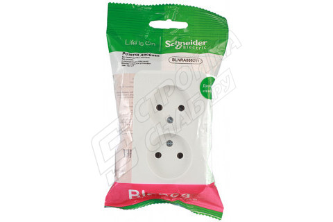 Розетка Schneider Electric Blanca двойная BLNRA000211 открытая установка белая Розетка Schneider Electric Blanca двойная BLNRA000211 открытая установка белая