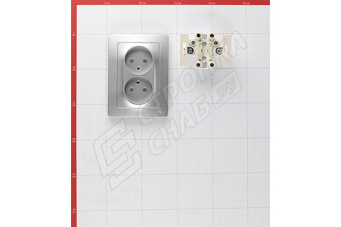 Розетка с рамкой Schneider Electric Blanca BLNRS000023 двойная скрытая установка алюминий без заземления Розетка с рамкой Schneider Electric Blanca BLNRS000023 двойная скрытая установка алюминий без заземления
