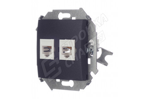 Розетка компьютерная Simon 15 1591593-038 скрытая установка графит два модуля RJ45 cat 5e Розетка компьютерная Simon 15 1591593-038 скрытая установка графит два модуля RJ45 cat 5e
