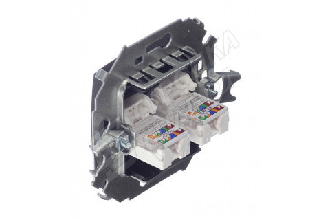 Розетка компьютерная Simon 15 1591593-038 скрытая установка графит два модуля RJ45 cat 5e Розетка компьютерная Simon 15 1591593-038 скрытая установка графит два модуля RJ45 cat 5e
