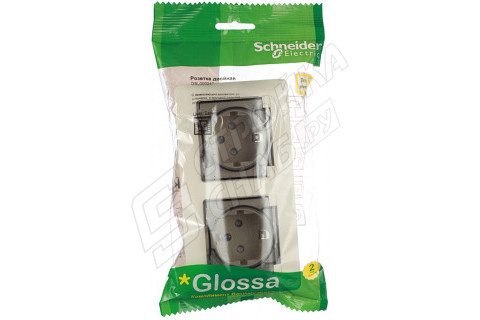 Розетка с рамкой Schneider Electric Glossa GSL000247 двойная скрытая установка бежевая с заземлением IP44 со шторками Розетка с рамкой Schneider Electric Glossa GSL000247 двойная скрытая установка бежевая с заземлением IP44 со шторками