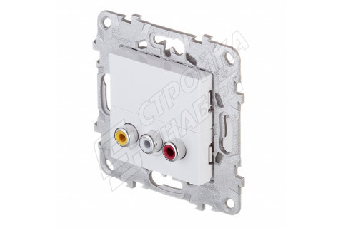 Розетка аудио Schneider Electric Unica NEW NU543118 скрытая установка белая 3 выхода RCA Розетка аудио Schneider Electric Unica NEW NU543118 скрытая установка белая 3 выхода RCA