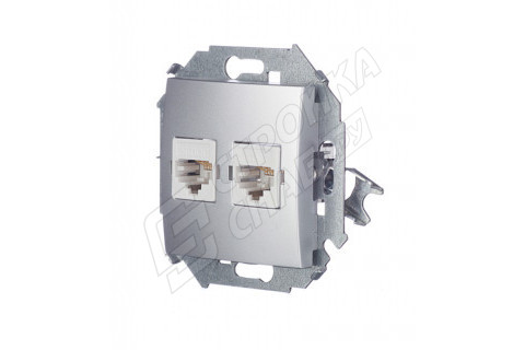 Розетка компьютерная Simon 15 1591593-033 скрытая установка алюминий два модуля RJ45 cat 5e Розетка компьютерная Simon 15 1591593-033 скрытая установка алюминий два модуля RJ45 cat 5e