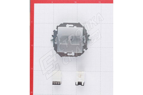 Розетка компьютерная Simon 15 1591593-033 скрытая установка алюминий два модуля RJ45 cat 5e Розетка компьютерная Simon 15 1591593-033 скрытая установка алюминий два модуля RJ45 cat 5e