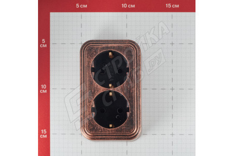 Розетка Lavelly Antico двойная RA16-238-C открытая установка медь с заземлением Розетка Lavelly Antico двойная RA16-238-C открытая установка медь с заземлением