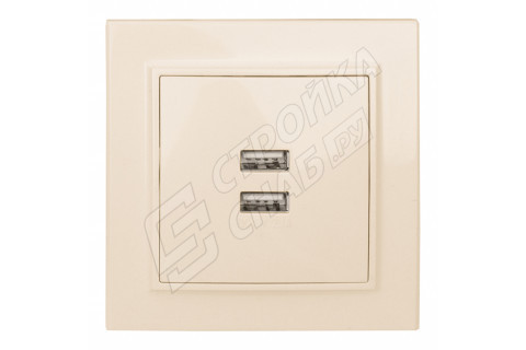 Розетка USB с рамкой EKF Минск ERR-2USB-200 скрытая установка бежевая два модуля USB Розетка USB с рамкой EKF Минск ERR-2USB-200 скрытая установка бежевая два модуля USB