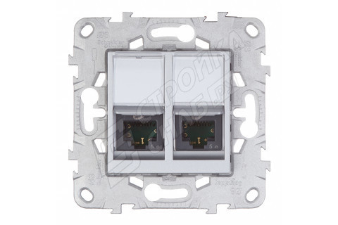 Розетка компьютерная Schneider Electric Unica NEW NU542030 скрытая установка алюминий модули RJ45 cat 5 и RJ45 cat 5е UTP Розетка компьютерная Schneider Electric Unica NEW NU542030 скрытая установка алюминий модули RJ45 cat 5 и RJ45 cat 5е UTP