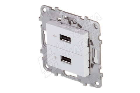 Розетка USB Schneider Electric Unica NEW NU542718 скрытая установка белая два информационных модуля Розетка USB Schneider Electric Unica NEW NU542718 скрытая установка белая два информационных модуля