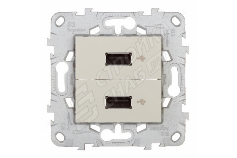 Розетка USB Schneider Electric Unica NEW NU542744 скрытая установка бежевая два информационных модуля Розетка USB Schneider Electric Unica NEW NU542744 скрытая установка бежевая два информационных модуля