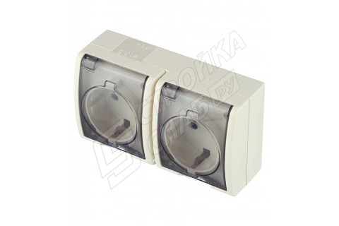 Розетка Simon 15 Aqua двойная 1594443-031 открытая установка слоновая кость с заземлением IP54 с крышкой со шторками Розетка Simon 15 Aqua двойная 1594443-031 открытая установка слоновая кость с заземлением IP54 с крышкой со шторками