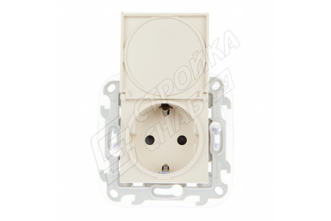 Розетка Simon 24 Harmonie 2420448-031 скрытая установка слоновая кость с заземлением IP44 со шторками с крышкой Розетка Simon 24 Harmonie 2420448-031 скрытая установка слоновая кость с заземлением IP44 со шторками с крышкой