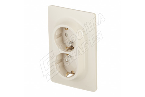 Розетка с рамкой Schneider Electric Unica NEW NU206744 двойная скрытая установка бежевая с заземлением со шторками винтовой зажим Розетка с рамкой Schneider Electric Unica NEW NU206744 двойная скрытая установка бежевая с заземлением со шторками винтовой зажим