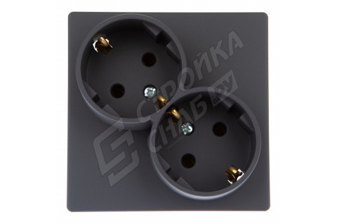 Розетка Simon 24 Harmonie 2450459-038 двойная скрытая установка графит с заземлением Розетка Simon 24 Harmonie 2450459-038 двойная скрытая установка графит с заземлением