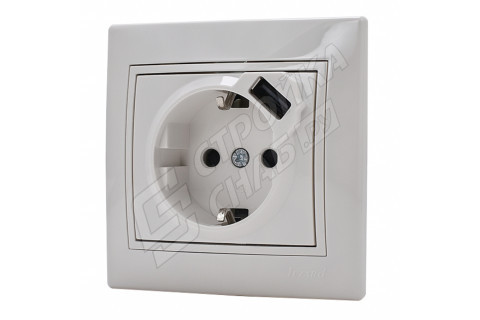 Розетка USB с рамкой Lezard MIRA 701-0202-181 скрытая установка белый с заземлением один модуль USB Розетка USB с рамкой Lezard MIRA 701-0202-181 скрытая установка белый с заземлением один модуль USB
