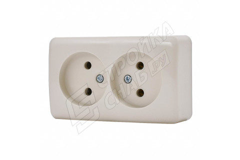 Розетка Lezard VIOLA двойная 751-0300-128 открытая установка крем без заземления Розетка Lezard VIOLA двойная 751-0300-128 открытая установка крем без заземления