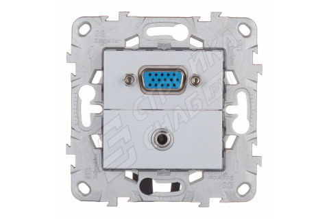 Розетка VGA Schneider Electric Unica NEW NU593230 скрытая установка алюминий модули HD15 и mini Jack Розетка VGA Schneider Electric Unica NEW NU593230 скрытая установка алюминий модули HD15 и mini Jack