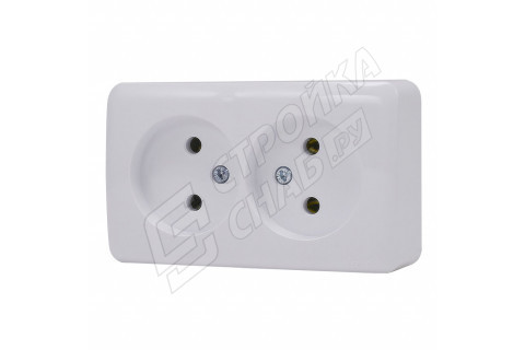 Розетка Lezard VIOLA двойная 751-0200-128 открытая установка белый без заземления Розетка Lezard VIOLA двойная 751-0200-128 открытая установка белый без заземления