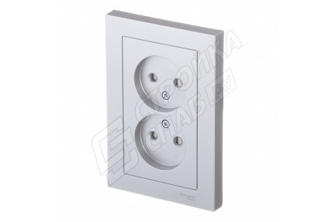 Розетка с рамкой Schneider Electric Atlas Design ATN000322 двойная скрытая установка алюминий без заземления со шторками Розетка с рамкой Schneider Electric Atlas Design ATN000322 двойная скрытая установка алюминий без заземления со шторками