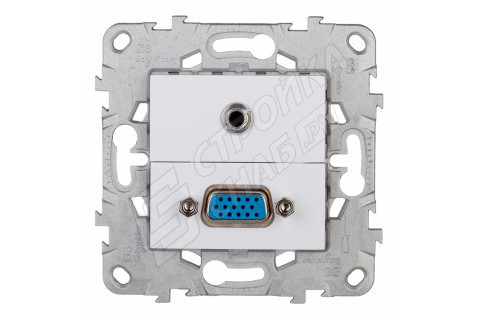 Розетка VGA Schneider Electric Unica NEW NU593218 скрытая установка белая модули HD15 и mini Jack Розетка VGA Schneider Electric Unica NEW NU593218 скрытая установка белая модули HD15 и mini Jack
