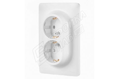 Розетка с рамкой Schneider Electric Unica NEW NU206718 двойная скрытая установка белая с заземлением со шторками Розетка с рамкой Schneider Electric Unica NEW NU206718 двойная скрытая установка белая с заземлением со шторками