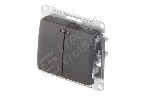 Выключатель Schneider Electric Glossa GSL000753 двухклавишный скрытая установка антрацит IP20 с подсветкой Выключатель Schneider Electric Glossa GSL000753 двухклавишный скрытая установка антрацит IP20 с подсветкой