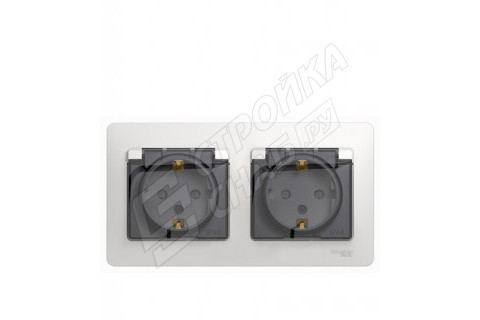 Розетка с рамкой Schneider Electric Glossa GSL000147 двойная скрытая установка белая с заземлением IP44 со шторками Розетка с рамкой Schneider Electric Glossa GSL000147 двойная скрытая установка белая с заземлением IP44 со шторками