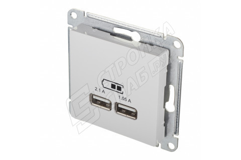 Розетка USB Schneider Electric Atlas Design ATN000133 скрытая установка белая два модуля USB Розетка USB Schneider Electric Atlas Design ATN000133 скрытая установка белая два модуля USB