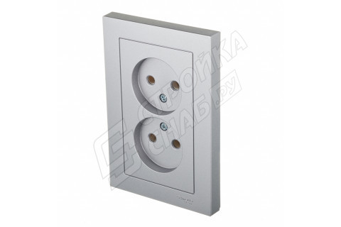 Розетка с рамкой Schneider Electric Atlas Design ATN000320 двойная скрытая установка алюминий без заземления Розетка с рамкой Schneider Electric Atlas Design ATN000320 двойная скрытая установка алюминий без заземления
