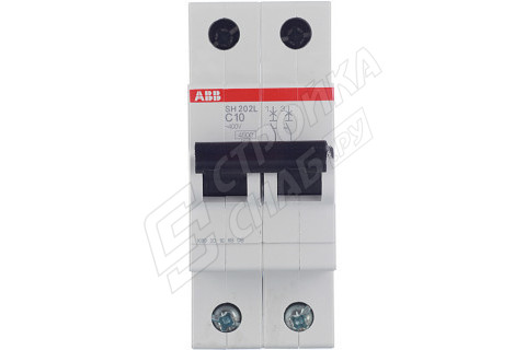 Автоматический выключатель ABB SH202L (2CDS242001R0104) 2P 10А тип C 4,5 кА 400 В на DIN-рейку Автоматический выключатель ABB SH202L (2CDS242001R0104) 2P 10А тип C 4,5 кА 400 В на DIN-рейку