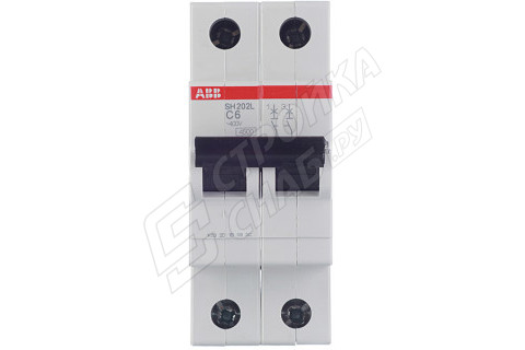 Автоматический выключатель ABB SH202L (2CDS242001R0064) 2P 6А тип C 4,5 кА 400 В на DIN-рейку Автоматический выключатель ABB SH202L (2CDS242001R0064) 2P 6А тип C 4,5 кА 400 В на DIN-рейку