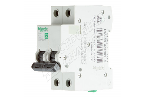 Автоматический выключатель Schneider Electric Easy9 (EZ9F56232) 2P 32А тип C 6 кА 220 В на DIN-рейку Автоматический выключатель Schneider Electric Easy9 (EZ9F56232) 2P 32А тип C 6 кА 220 В на DIN-рейку