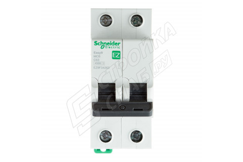 Автоматический выключатель Schneider Electric Easy9 (EZ9F34263) 2P 63А тип C 4,5 кА 220 В на DIN-рейку Автоматический выключатель Schneider Electric Easy9 (EZ9F34263) 2P 63А тип C 4,5 кА 220 В на DIN-рейку