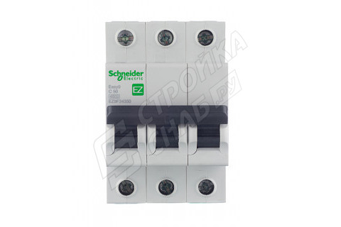 Автоматический выключатель Schneider Electric Easy9 (EZ9F34350) 3P 50А тип C 4,5 кА 400 В на DIN-рейку Автоматический выключатель Schneider Electric Easy9 (EZ9F34350) 3P 50А тип C 4,5 кА 400 В на DIN-рейку
