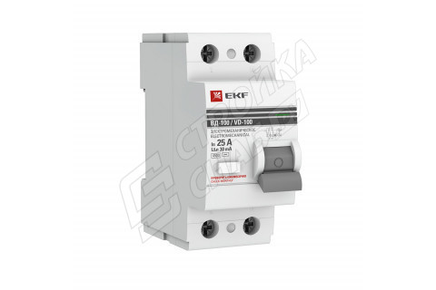 УЗО EKF ВД-100 (elcb-2-25-30-em-pro) 25А 30 мА 2P тип AC 4,5 кА УЗО EKF ВД-100 (elcb-2-25-30-em-pro) 25А 30 мА 2P тип AC 4,5 кА